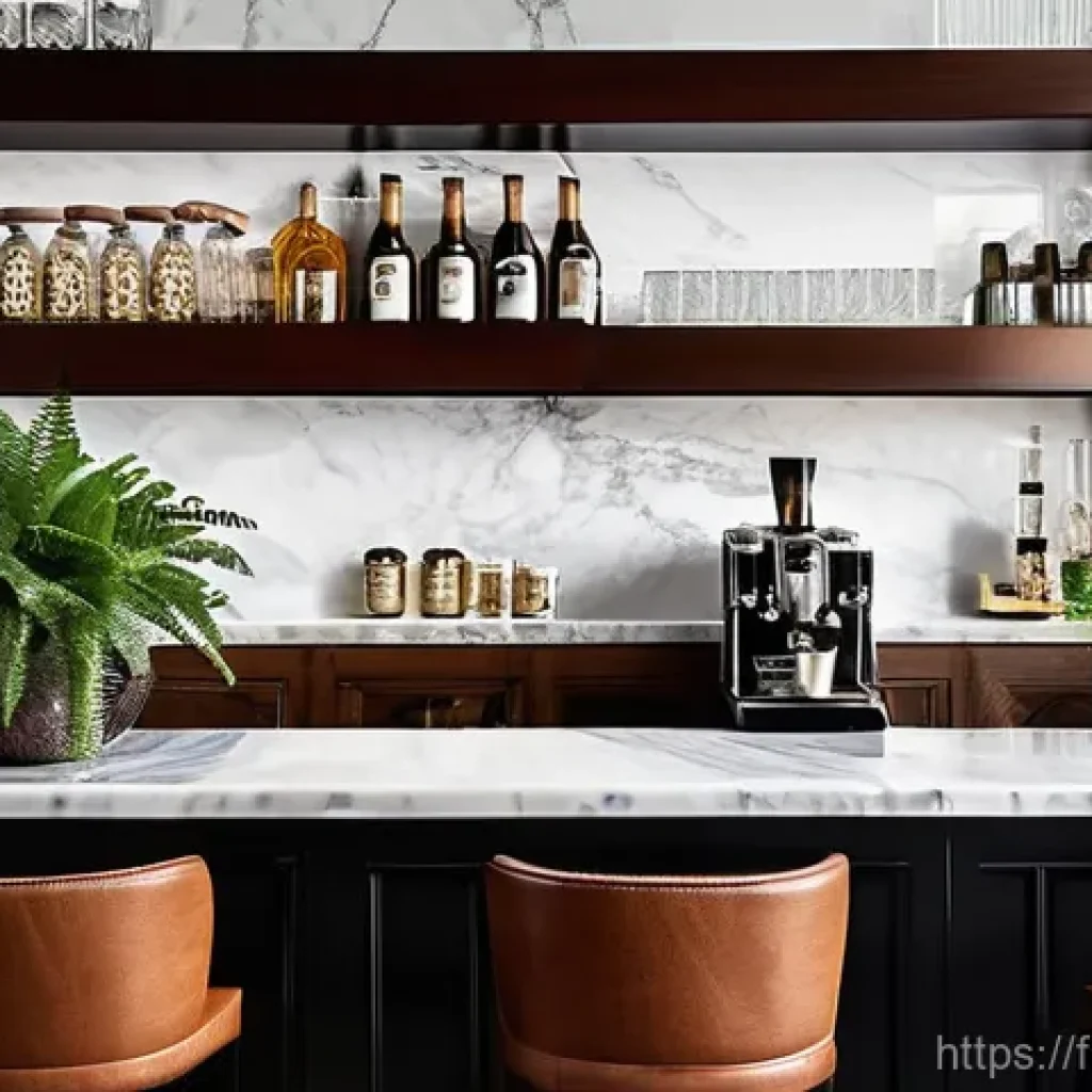홈바텐더 홈카페   홈바 조합 - **A sophisticated home bar and café area in a chic Parisian-inspired apartment.** The space features...