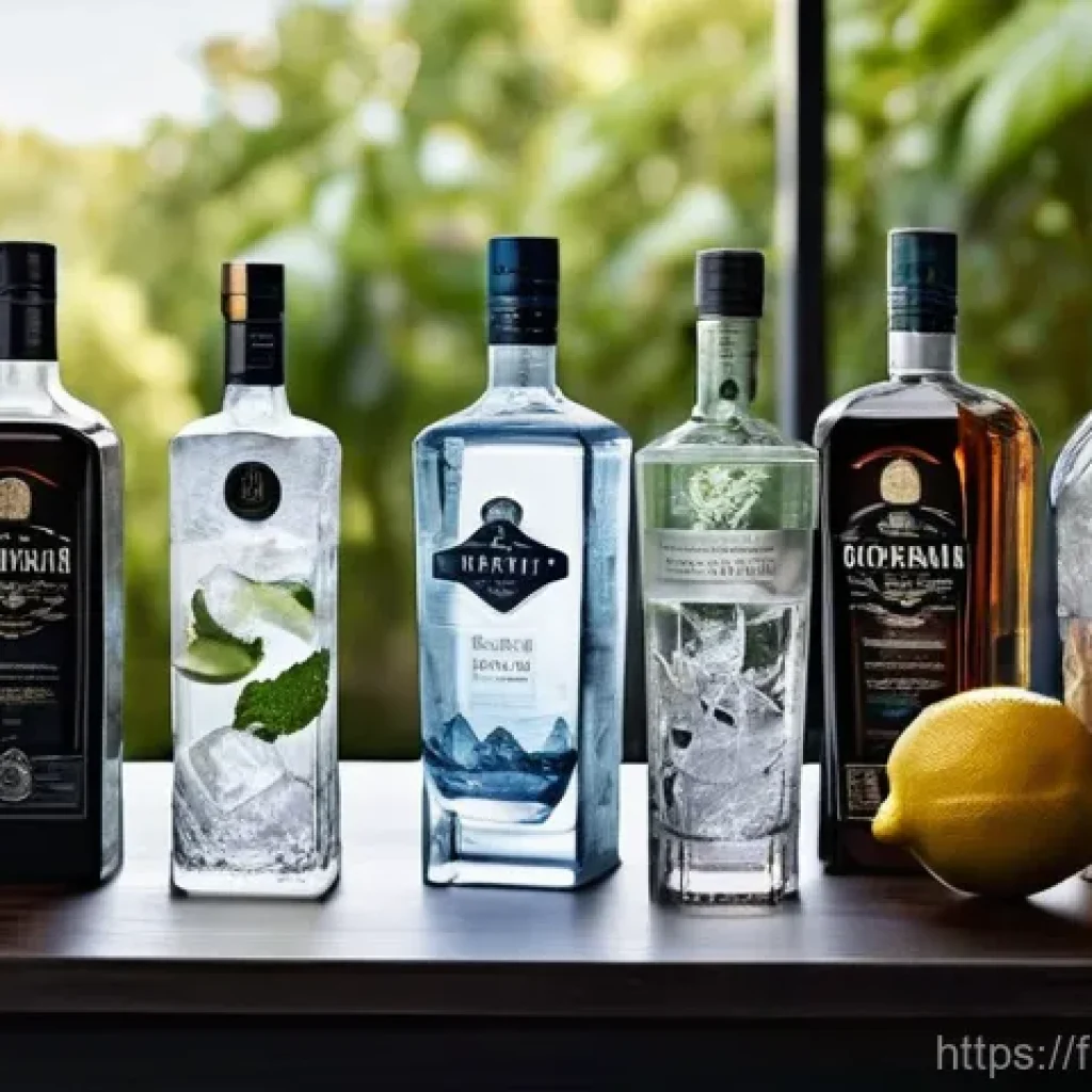 홈바텐더 하이볼 제조법 - **Prompt:** A meticulously arranged home bar scene, featuring a selection of premium spirits such as...