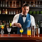 홈바텐더 바텐더 영화 추천 - **Elegant Home Mixology Scene:** A sophisticated individual, dressed in stylish yet comfortable atti...