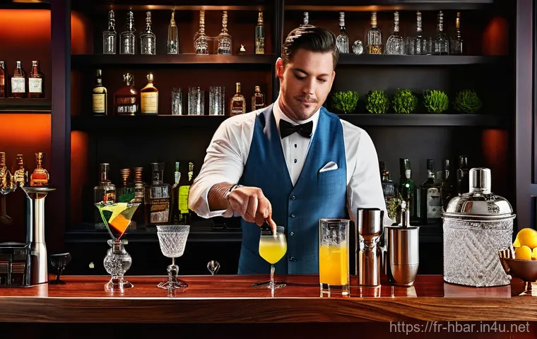 홈바텐더 바텐더 영화 추천 - **Elegant Home Mixology Scene:** A sophisticated individual, dressed in stylish yet comfortable atti...