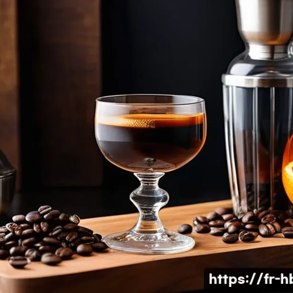 홈바텐더 커피 리큐어 활용법 - A cozy home bar setting featuring a wooden countertop with artisanal French and Italian coffee lique...