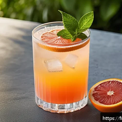 홈바텐더 낮술 칵테일 - A refreshing summer cocktail scene featuring a crystal-clear glass filled with a lightly sparkling c...