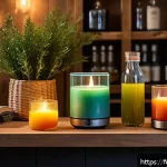 홈바텐더 무알콜 바 운영법 - Cozy home non-alcoholic bar setting during evening time, featuring comfortable high stools around a ...